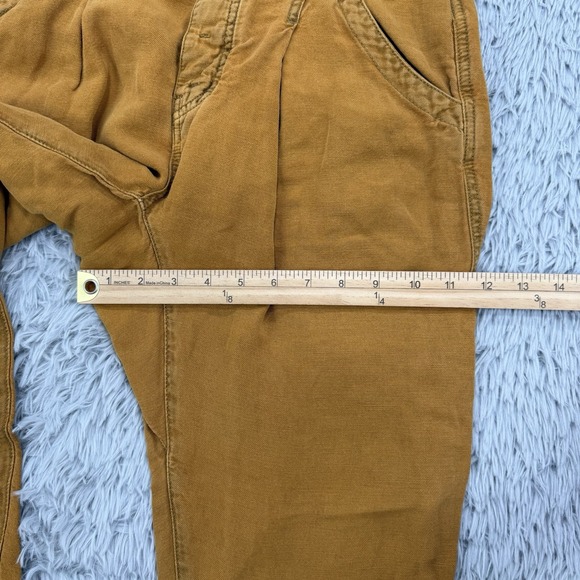 Free People Joggers Women's 6 Camel Brown Linen Blend Barrel Balloon Button Fly - Picture 6 of 13